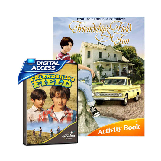 DVD cover of 'Friendship's Field' with digital access badge and activity book on a white background
