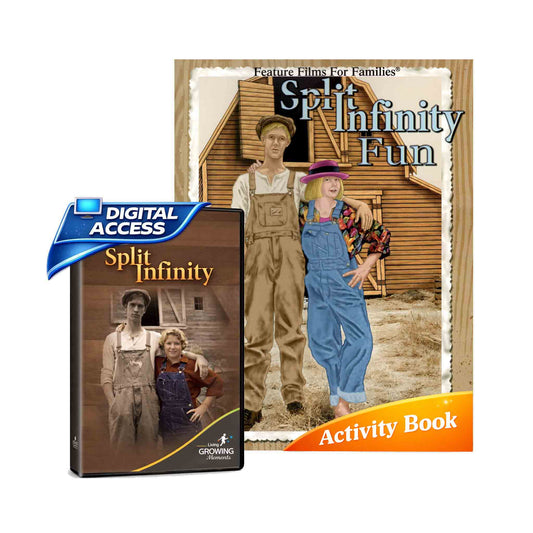 DVD cover with 'Split Infinity Fun' and 'Digital Access' text, featuring a couple in front of a wooden cabin.